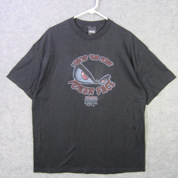 World Series of Poker Shirt Mens XL Black Show Em Your Poker Face Graphic Tee - Picture 1 of 9